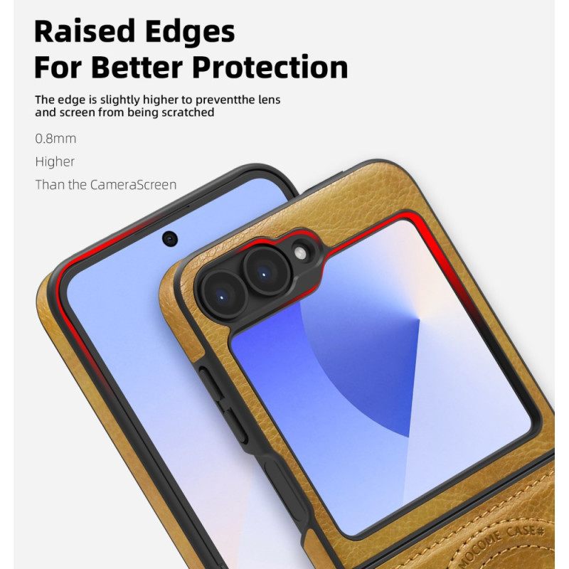 Kuori Samsung Galaxy Z Flip 7 Fe Magsafe-yhteensopiva Nahkaefekti Jalusta