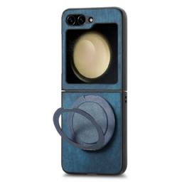 Kuori Samsung Galaxy Z Flip 7 Fe Mokkanahkaefekti Pyörivällä Jalustalla