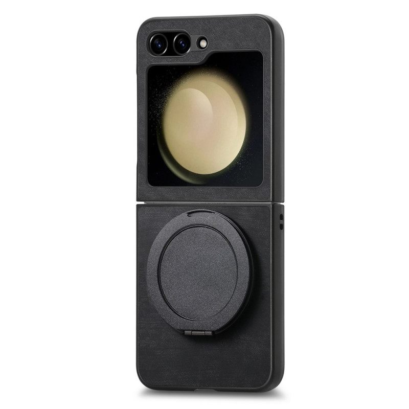 Kuori Samsung Galaxy Z Flip 7 Fe Mokkanahkaefekti Pyörivällä Jalustalla