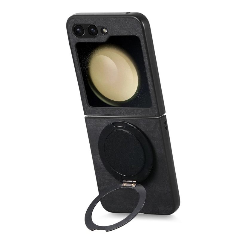 Kuori Samsung Galaxy Z Flip 7 Fe Mokkanahkaefekti Pyörivällä Jalustalla