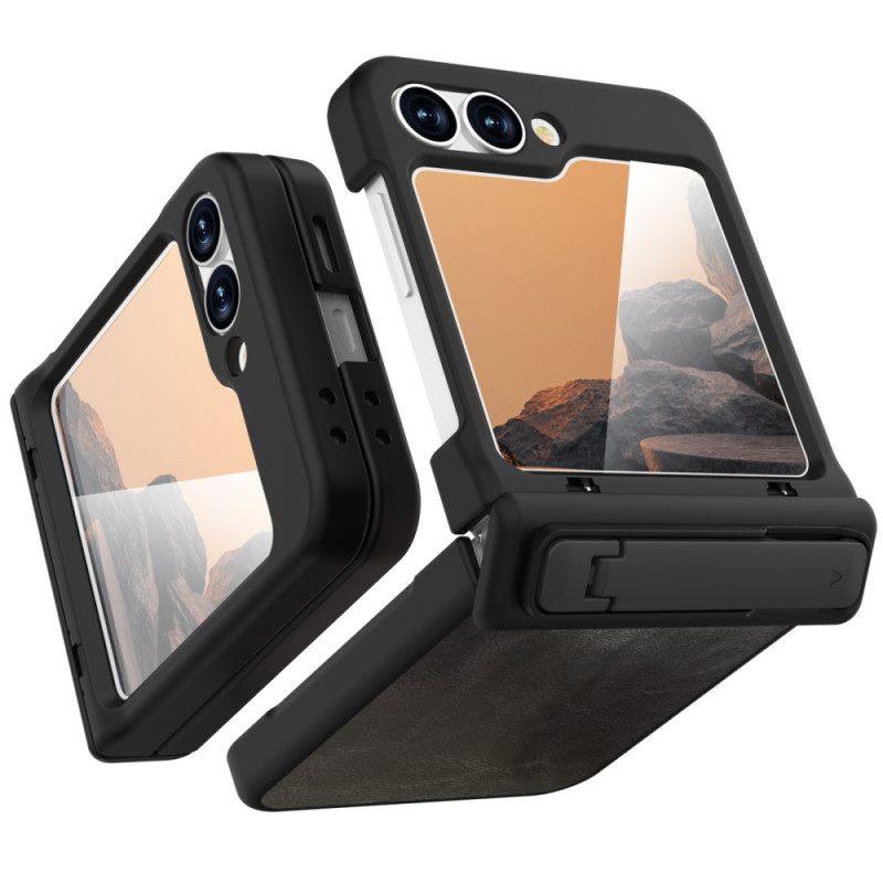 Kuori Samsung Galaxy Z Flip 7 Fe Nahkakuvio Jalustalla