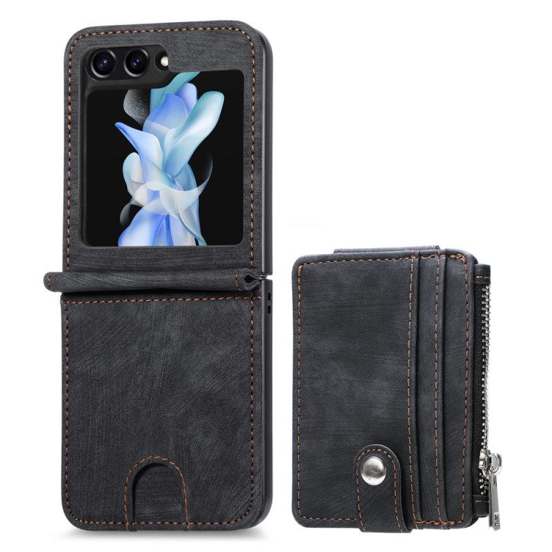 Kuori Samsung Galaxy Z Flip 7 Fe Retro Jalusta Ja Vetoketjullinen Korttipidike