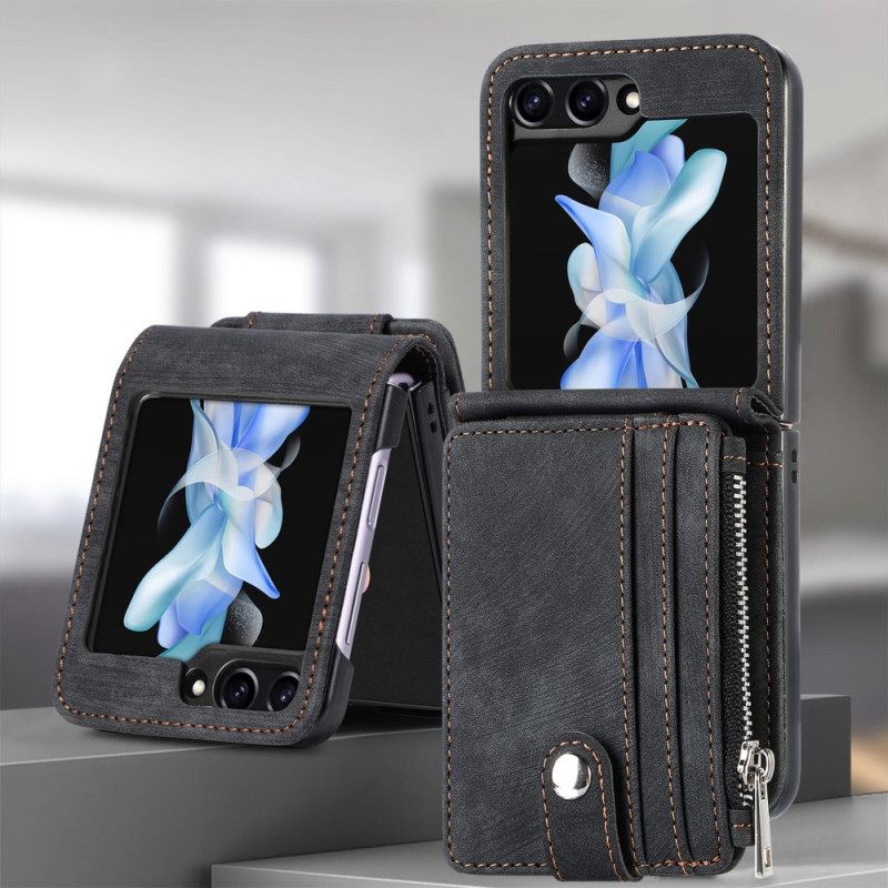 Kuori Samsung Galaxy Z Flip 7 Fe Retro Jalusta Ja Vetoketjullinen Korttipidike