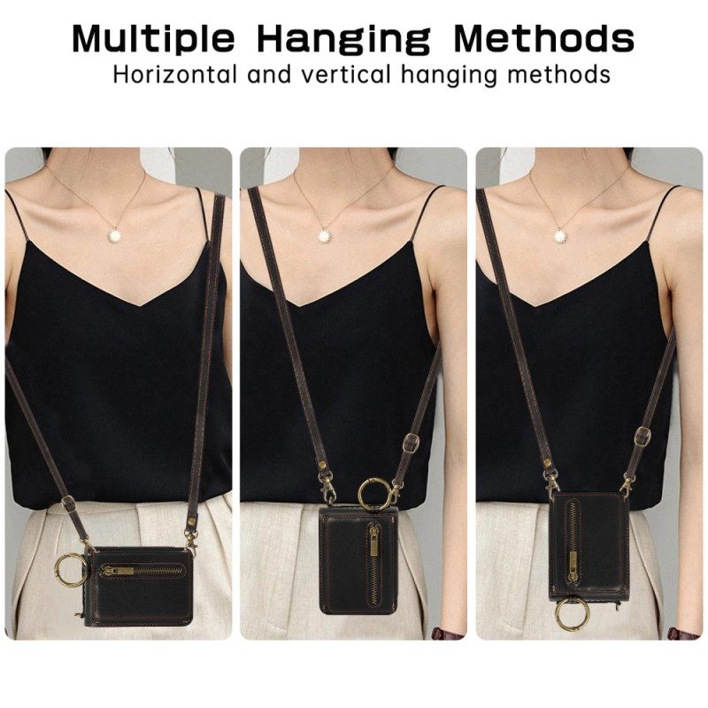 Kuori Samsung Galaxy Z Flip 7 Fe Vetoketjullinen Lompakko Ja Olkahihna Suojakuori