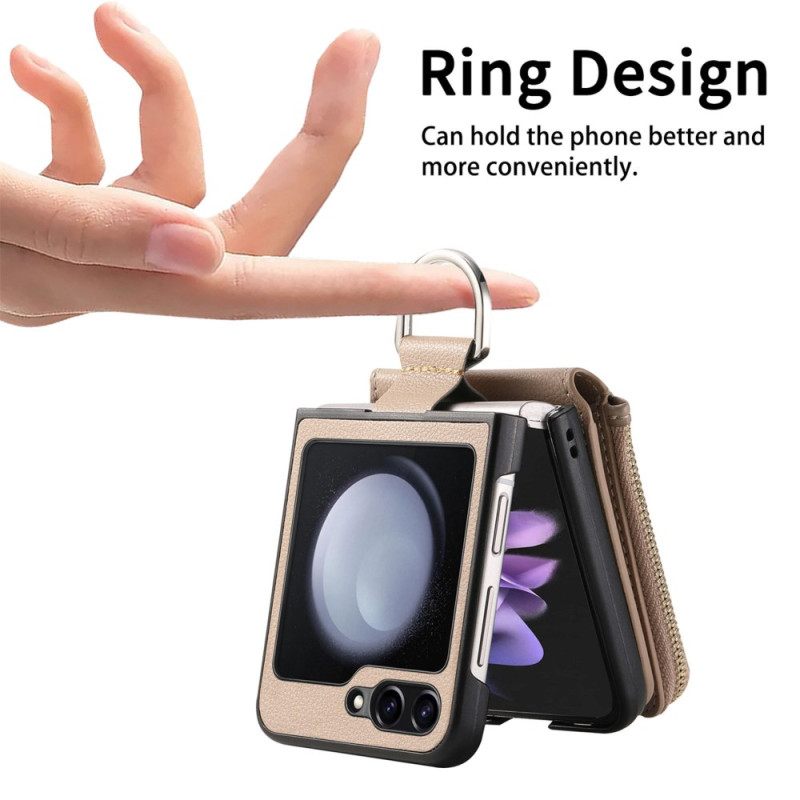 Kuori Samsung Galaxy Z Flip 7 Fe Vetoketjullinen Tasku Ja Sormuspidike Suojakuori