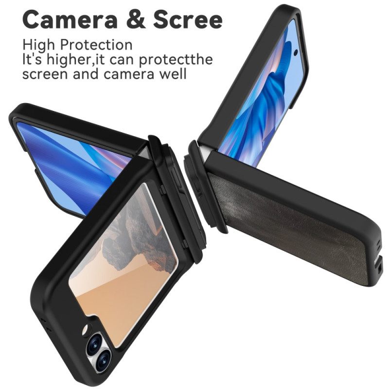 Kuori Samsung Galaxy Z Flip 7 Fe Vintage-nahkajäljitelmäjalusta