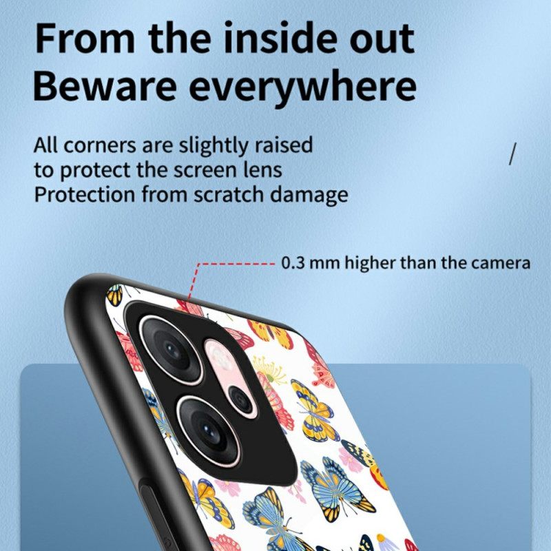 Kuori Oppo Reno 14f 5g Perhoskuvioinen Karkaistu Lasi