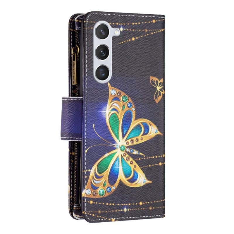 Kotelot Samsung Galaxy S24 5g Rhinestone Butterflies -lompakko Hihnalla