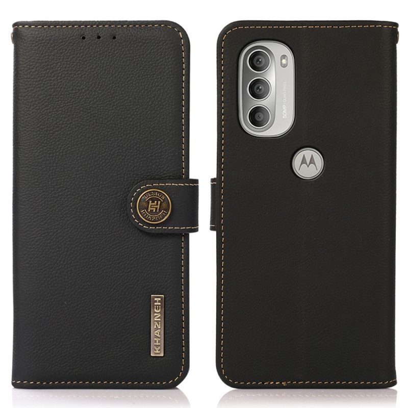 Nahkakotelo Moto G51 5G Aito Nahka Khazneh Rfid