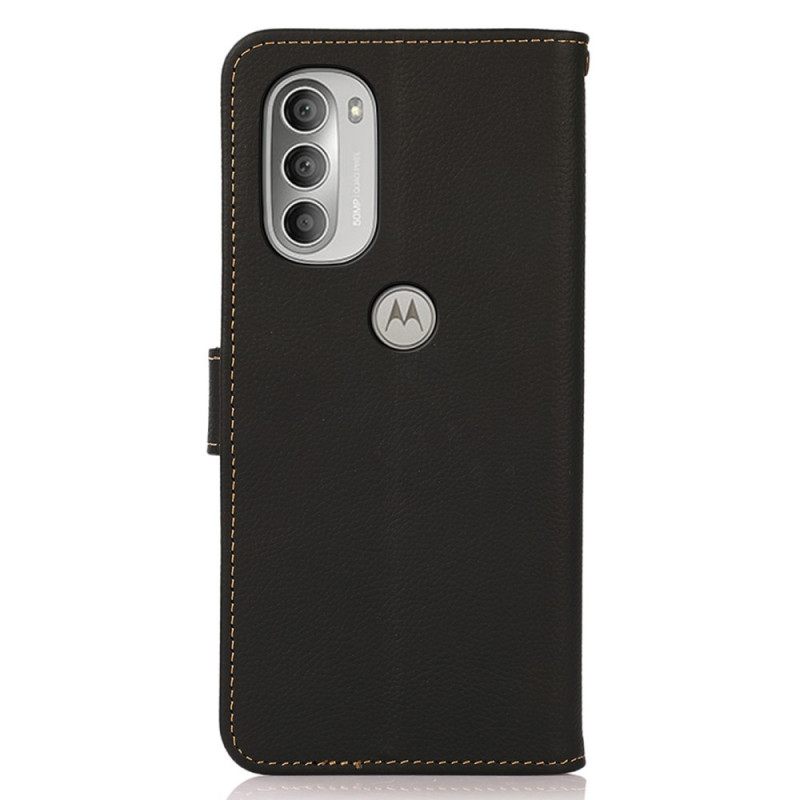 Nahkakotelo Moto G51 5G Aito Nahka Khazneh Rfid