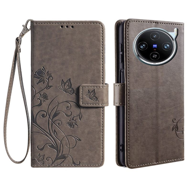 Kotelot Vivo X100 Pro Puhelinkuoret Kukkakuvioinen Hihna