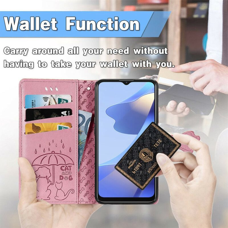 Nahkakotelo Oppo A16 / A16s Animated Animals