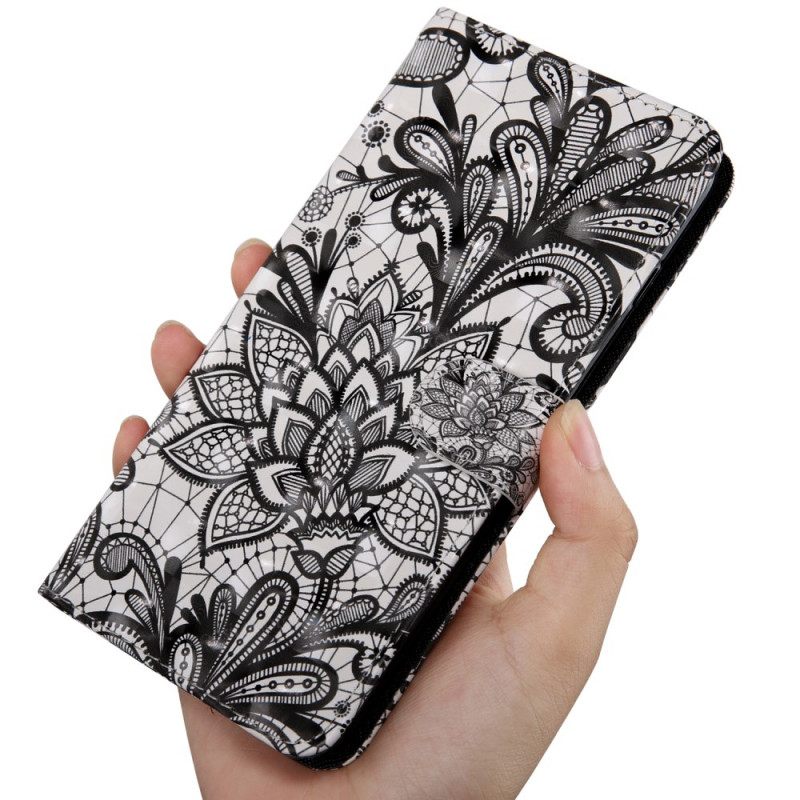 Nahkakotelo Oppo A16 / A16s Täysin Pitsiä