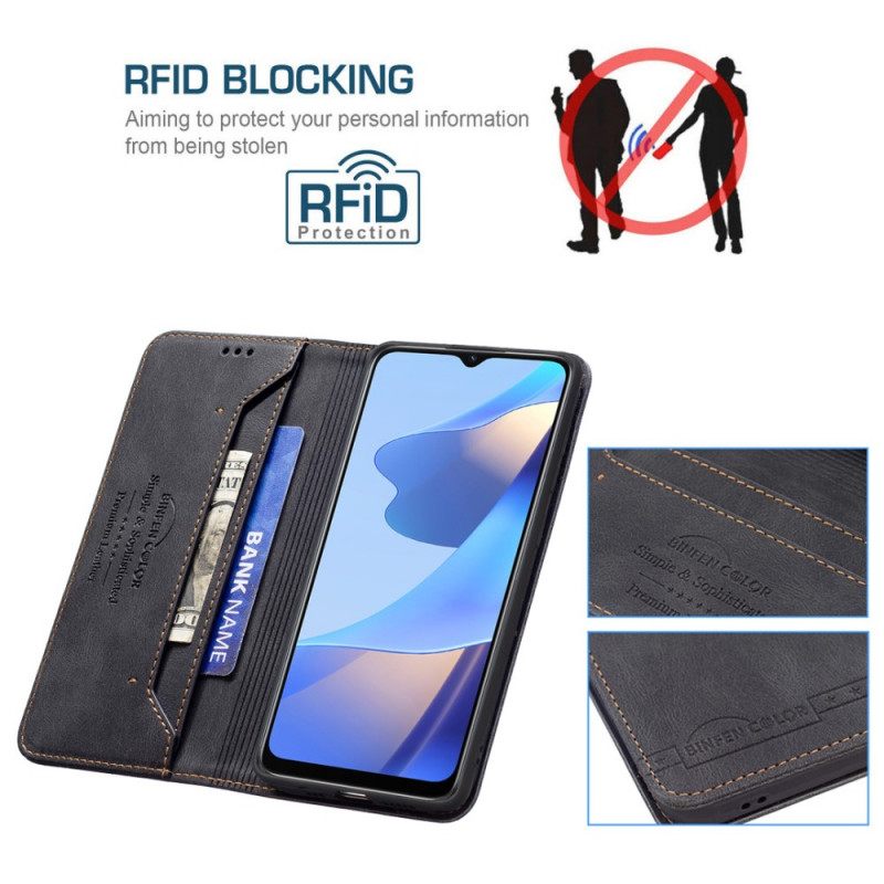 Puhelinkuoret Oppo A16 / A16s Kotelot Flip Binfen Color Rfid Ompelu