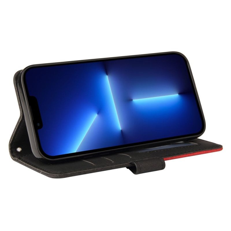 Flip Case iPhone 14 Pro Max Suojaketju Kuori Kaksisävyinen Hihnalla