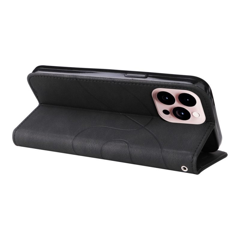 Flip Case iPhone 14 Pro Max Suojaketju Kuori Kaksisävyinen Hihnalla