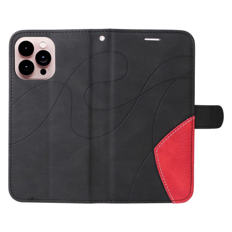 Flip Case iPhone 14 Pro Max Suojaketju Kuori Kaksisävyinen Hihnalla