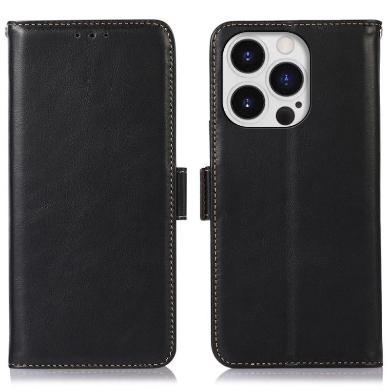 Kotelot iPhone 14 Pro Max Genuine Leather Rfid-toiminto