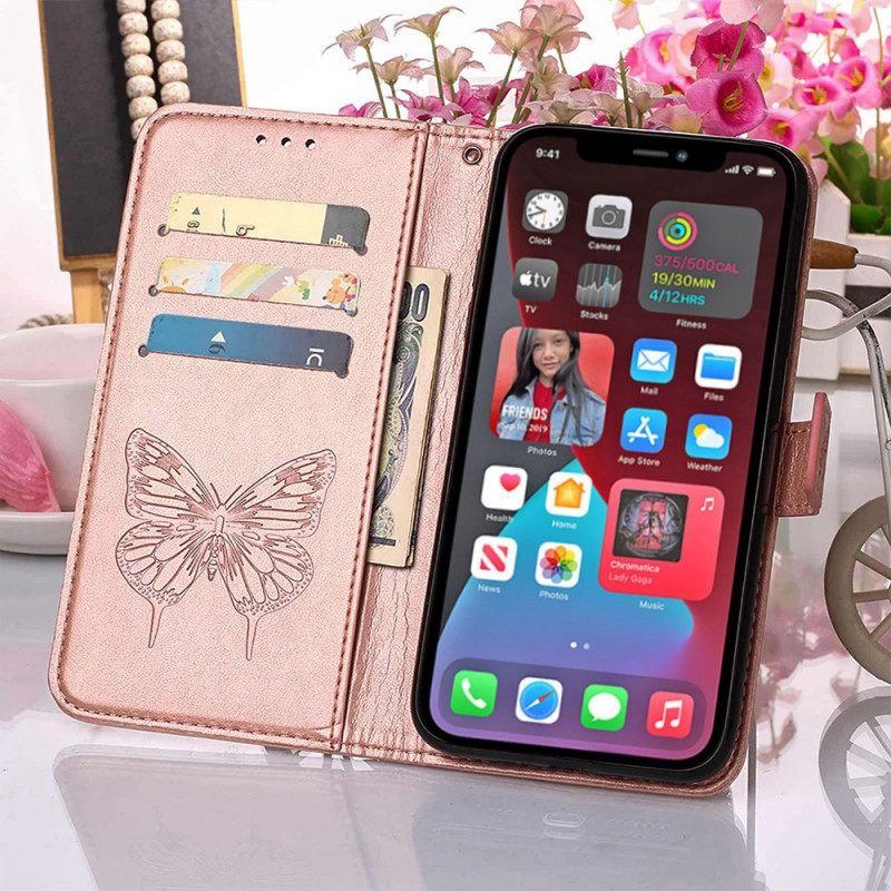Kotelot iPhone 14 Pro Max Suojaketju Kuori Baroque Strappy Butterfly