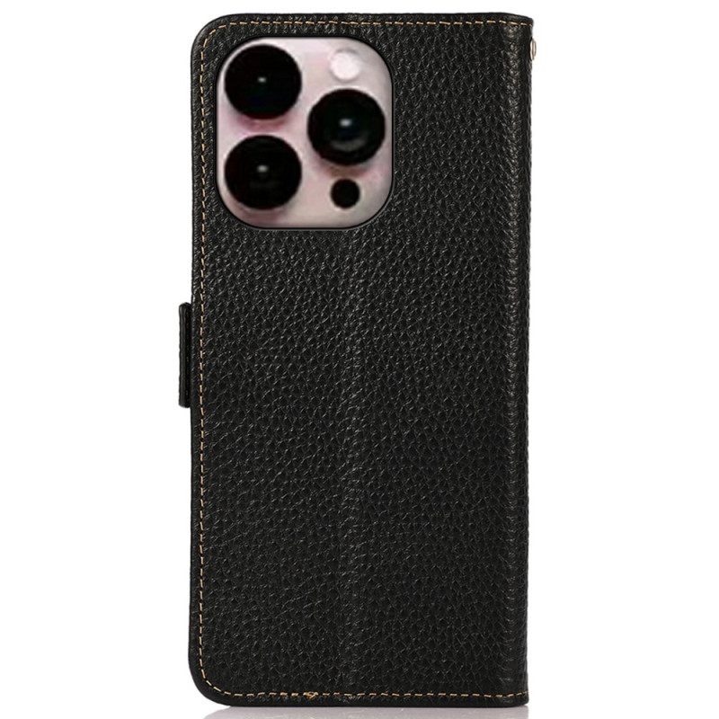 Kotelot iPhone 14 Pro Max Suojakuori Litchi Nahka Khazneh Rfid-suojaus