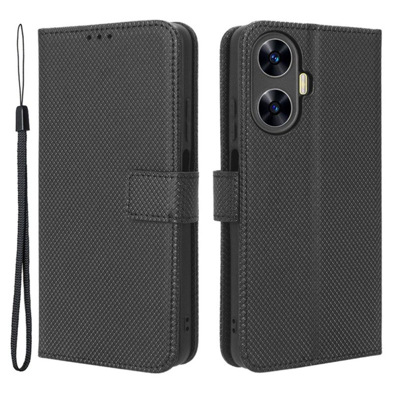 Kotelot Realme C55 Puhelinkuoret Teksturoitu Hihnalompakko