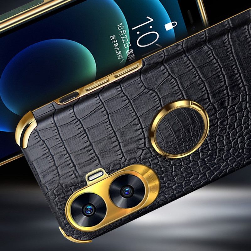 Kuori Realme C55 Krokotiilikuvioinen Ja Renkaalla Varustettu Pidike