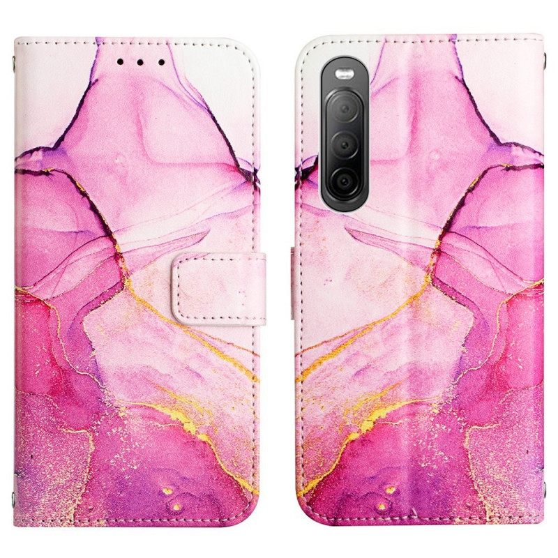 Kotelot Sony Xperia 10 IV Marble Kaulanauhalla