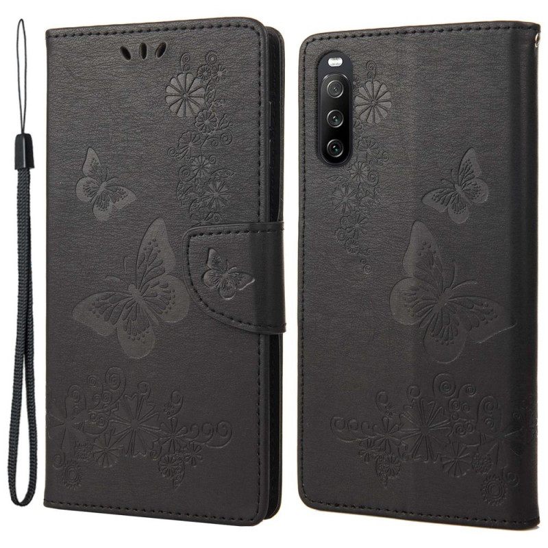 Nahkakotelo Sony Xperia 10 IV Perhosia Lennossa