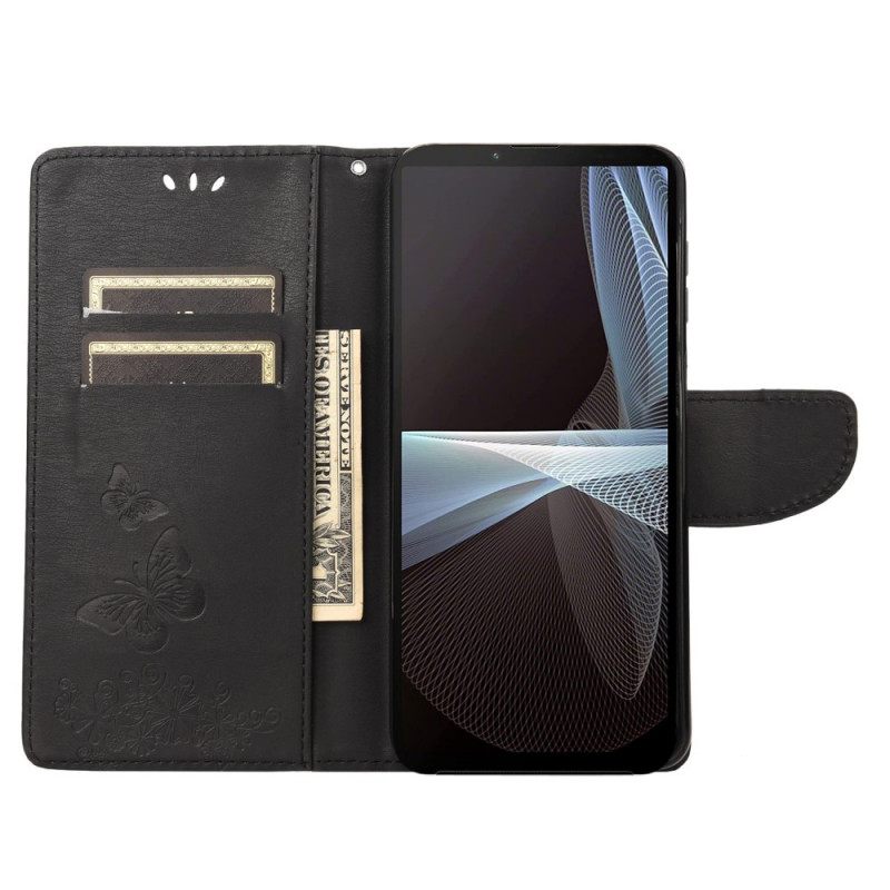 Nahkakotelo Sony Xperia 10 IV Perhosia Lennossa