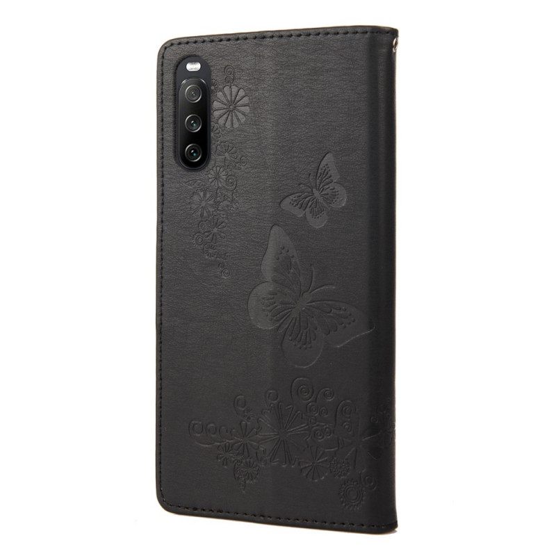 Nahkakotelo Sony Xperia 10 IV Perhosia Lennossa