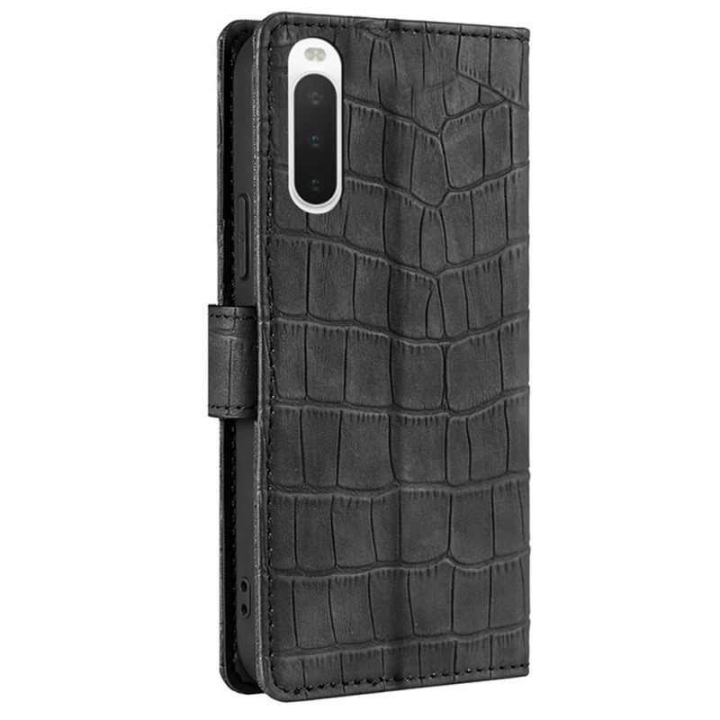 Nahkakotelo Sony Xperia 10 IV Style Krokotiilin Iho