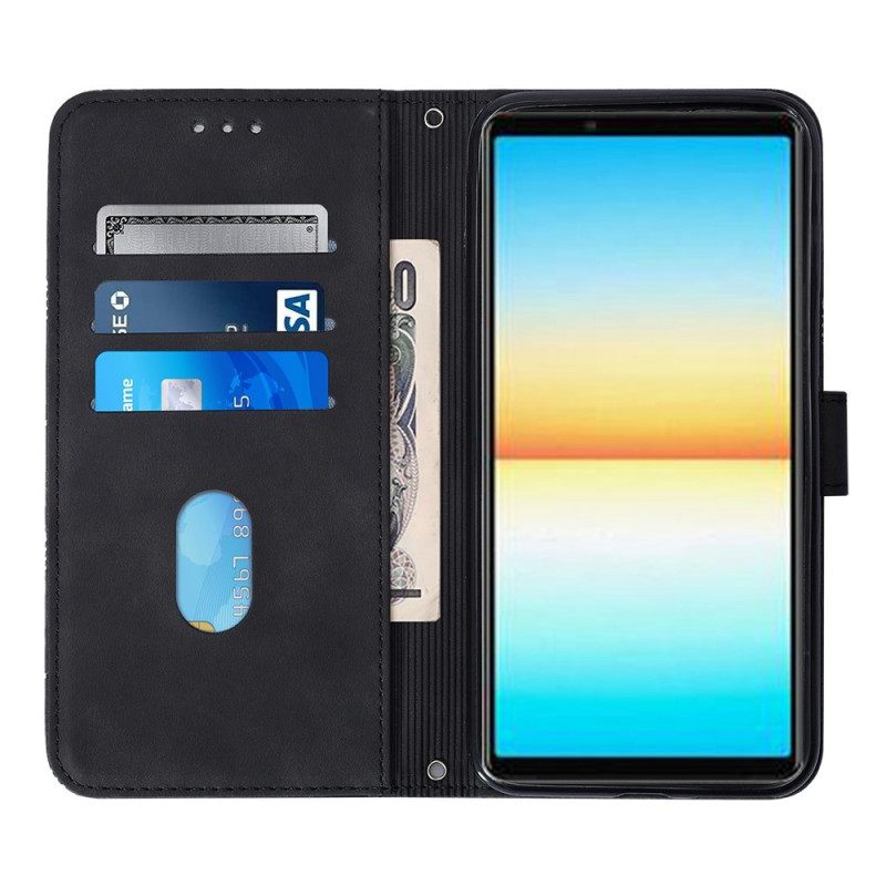 Nahkakotelo Sony Xperia 10 IV Trianges Kuvio Olkahihnalla