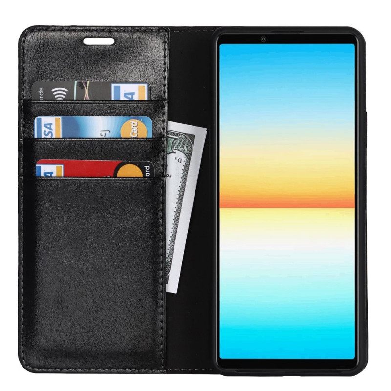 Puhelinkuoret Sony Xperia 10 IV Kotelot Flip Aitoa Nahkaa