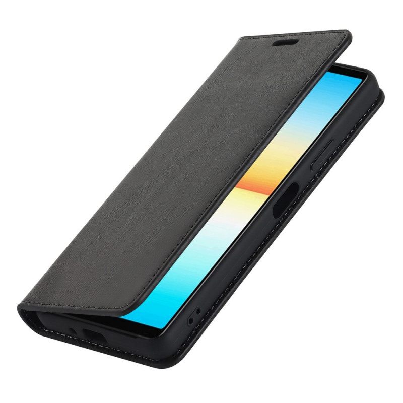 Puhelinkuoret Sony Xperia 10 IV Kotelot Flip Aitoa Nahkaa