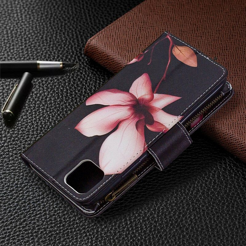 Nahkakotelo Realme C11 Flower Vetoketjullinen Tasku