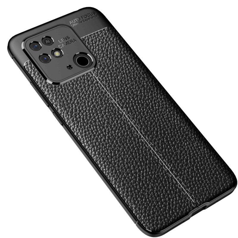 Case Xiaomi Redmi 10C Double Line Litchi Leather Effect