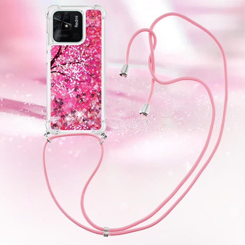 Case Xiaomi Redmi 10C Kiristysnyörillä Vetonauhakiiltopuuhun