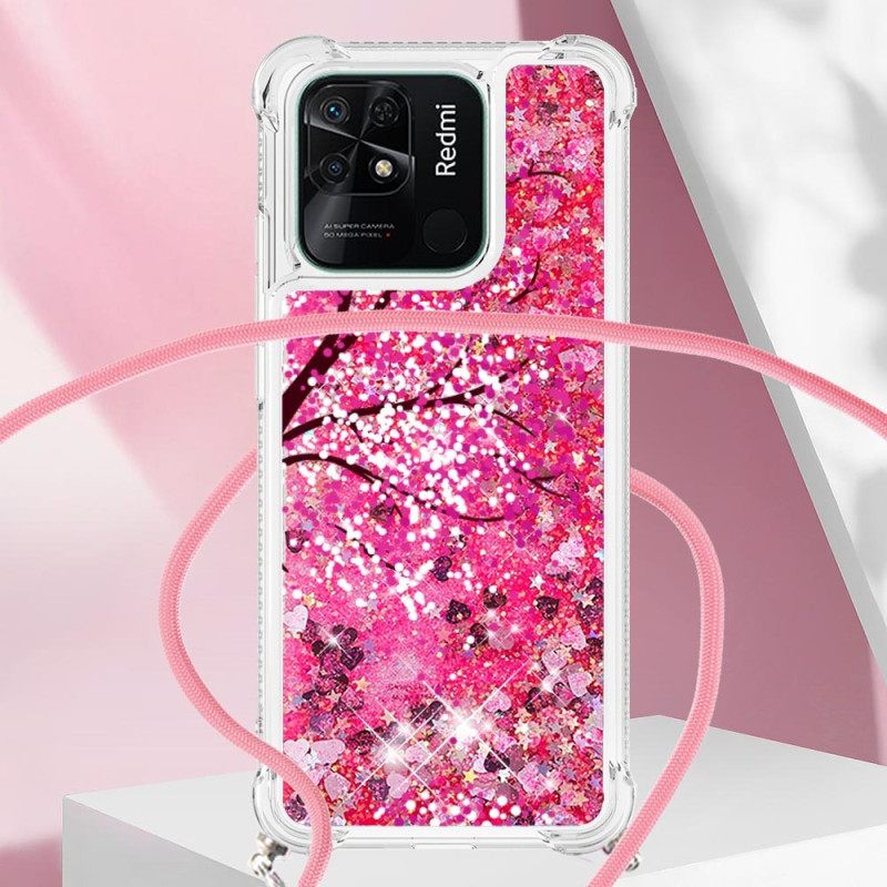 Case Xiaomi Redmi 10C Kiristysnyörillä Vetonauhakiiltopuuhun