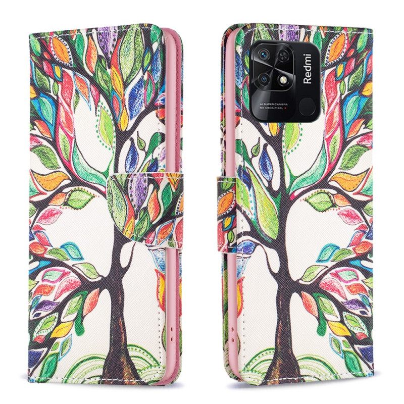 Flip Case Xiaomi Redmi 10C Vesiväripuu