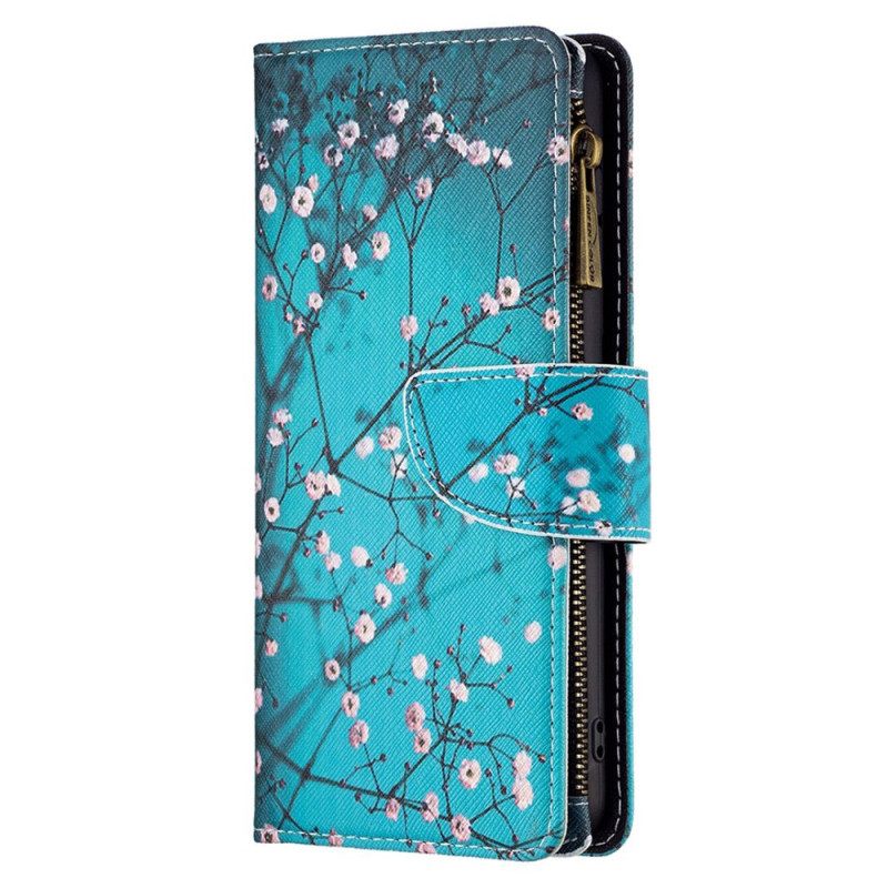 Flip Case Xiaomi Redmi 10C Vetoketjullinen Puutasku
