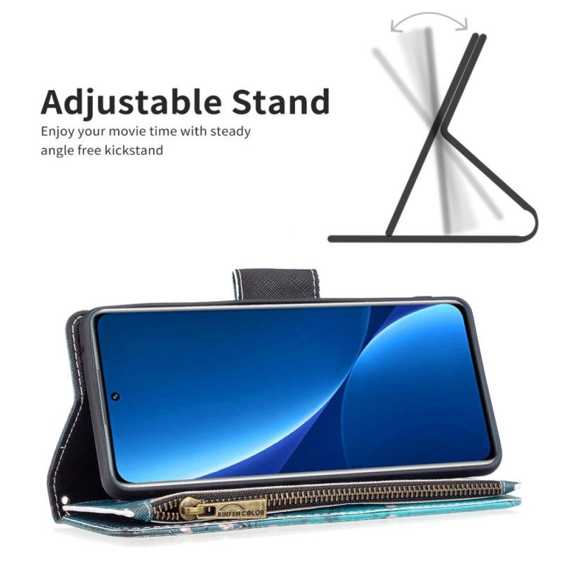 Flip Case Xiaomi Redmi 10C Vetoketjullinen Puutasku