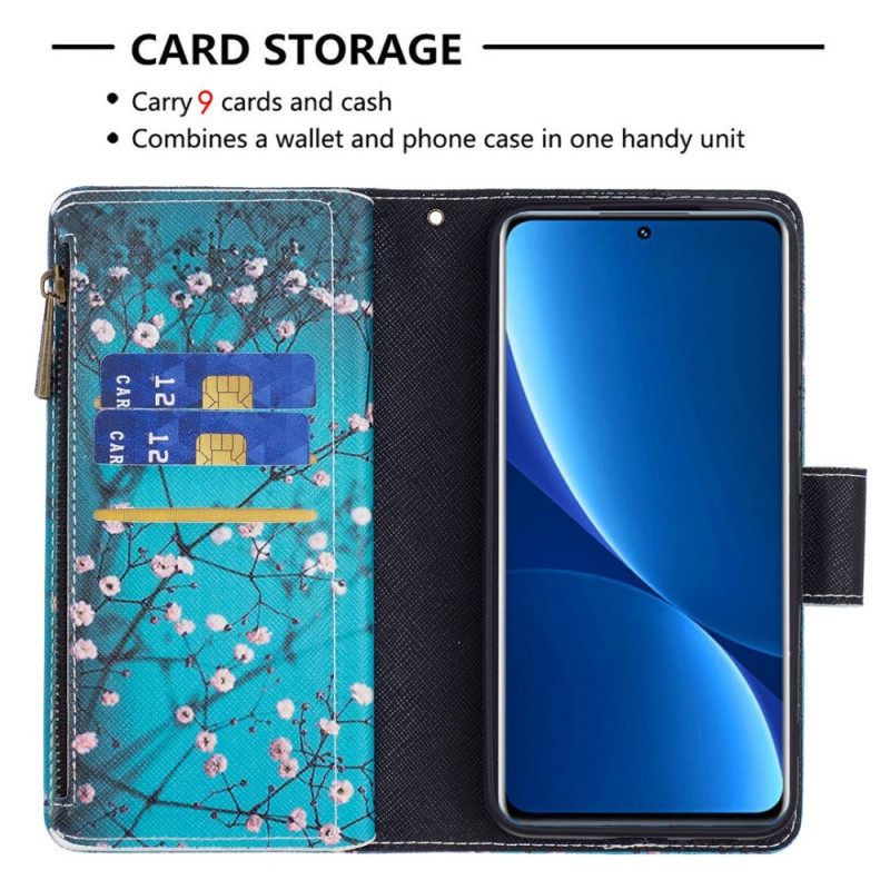 Flip Case Xiaomi Redmi 10C Vetoketjullinen Puutasku