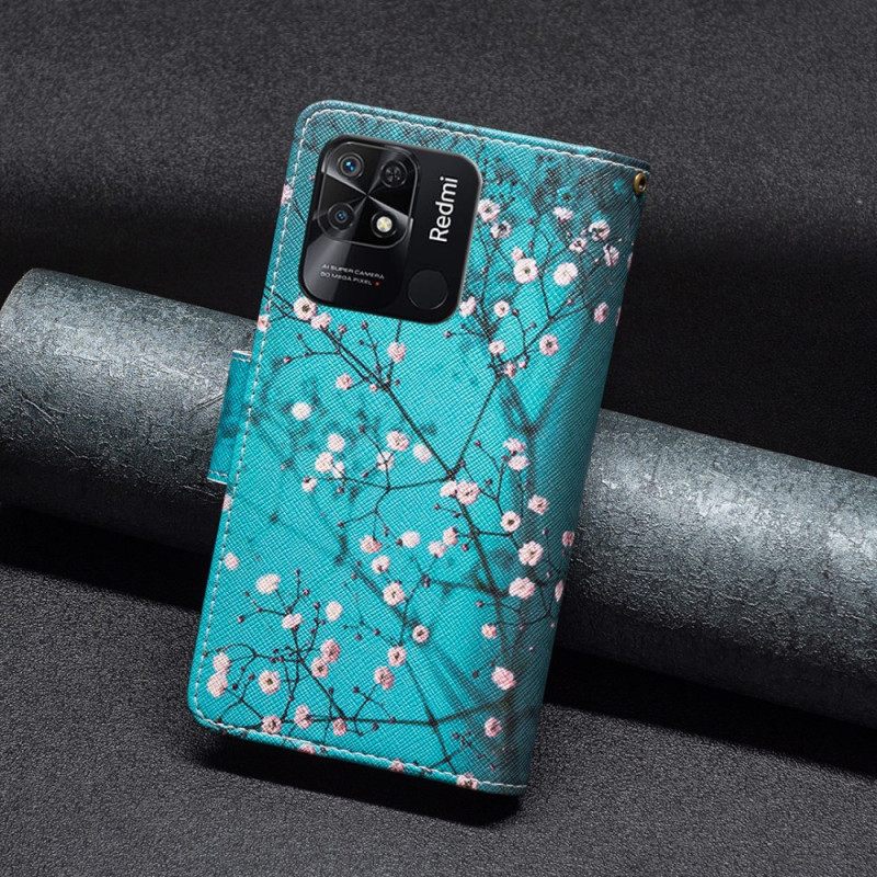 Flip Case Xiaomi Redmi 10C Vetoketjullinen Puutasku