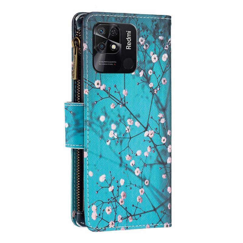 Flip Case Xiaomi Redmi 10C Vetoketjullinen Puutasku