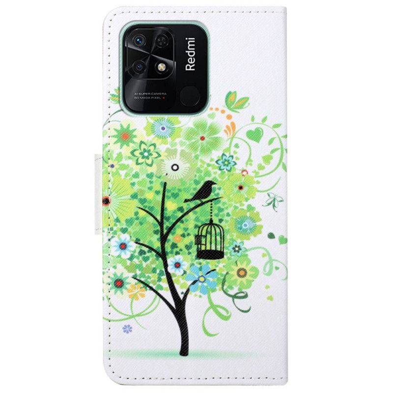 Kotelot Xiaomi Redmi 10C Puu Vihreillä Lehdillä