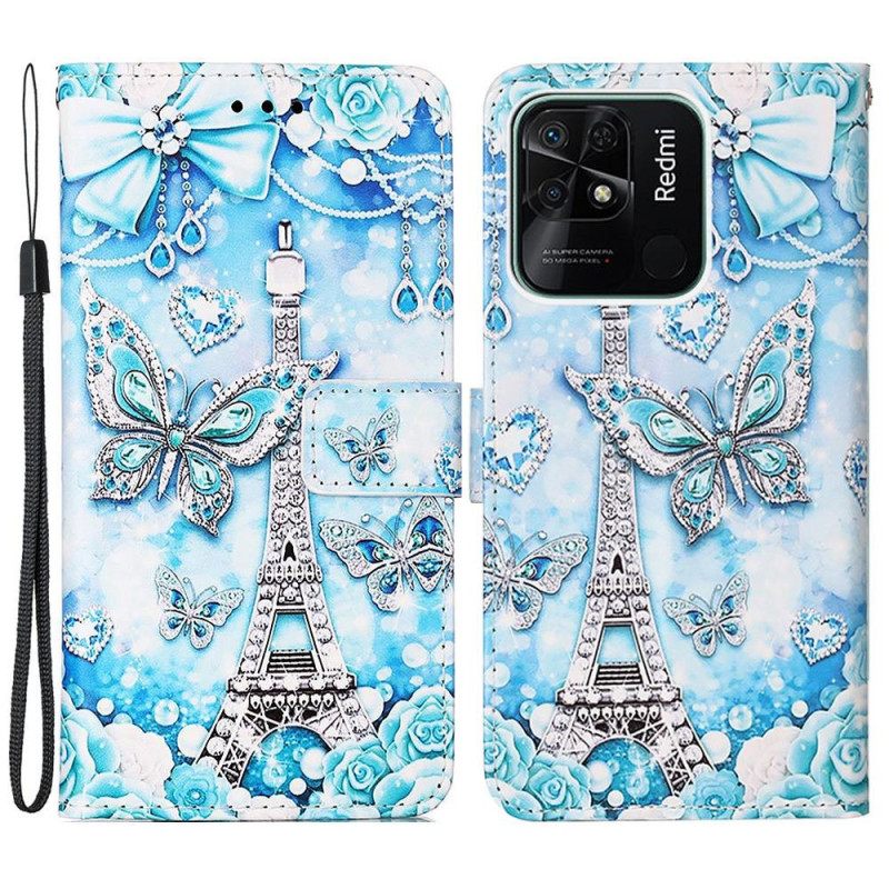 Kotelot Xiaomi Redmi 10C Suojaketju Kuori Eiffel Tower Timanttihihna