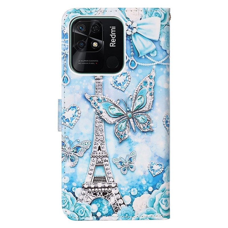 Kotelot Xiaomi Redmi 10C Suojaketju Kuori Eiffel Tower Timanttihihna