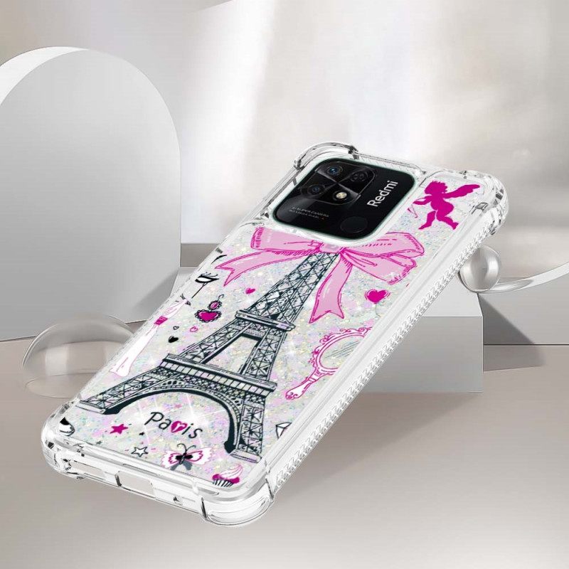 Kuori Xiaomi Redmi 10C Glitter Eiffel Tower