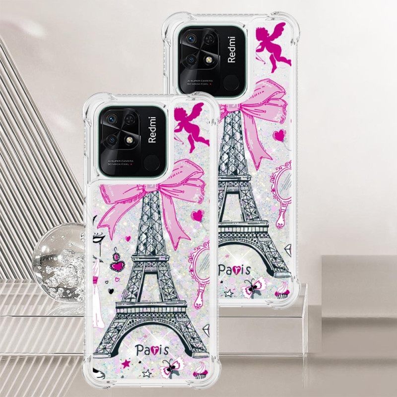 Kuori Xiaomi Redmi 10C Glitter Eiffel Tower