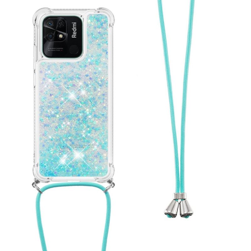 Kuori Xiaomi Redmi 10C Kiristysnyörillä Kiristysnauha Glitter Design